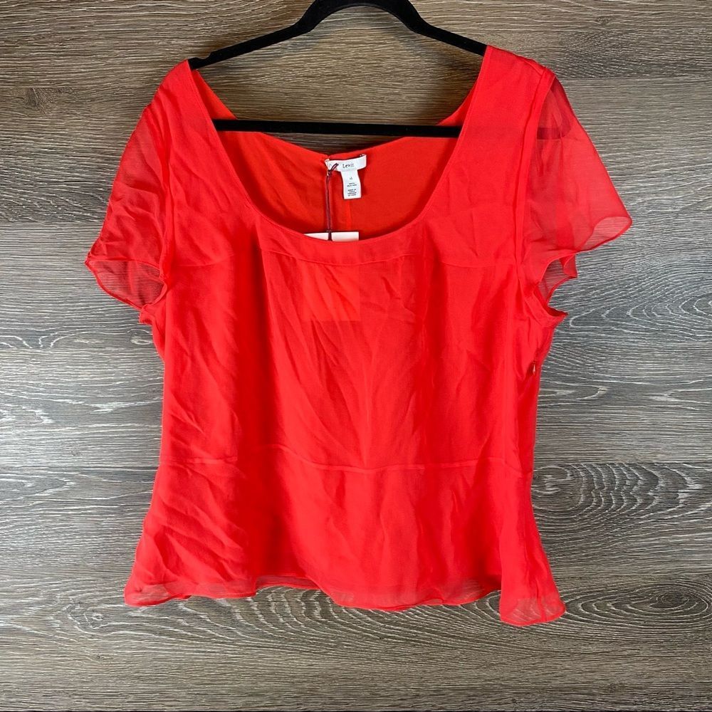 Lewit Red Poppy Silk Blouse NWT
